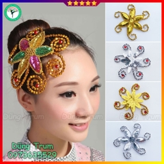 Cài đầu kim xa họa tiết hoa kết hợp dây cườm biểu diễn cực đẹp