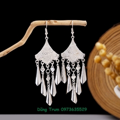 Bông tai dài tua rua lá phong cách cổ trang Bohemian, khuyên tai dài hầu đồng B873