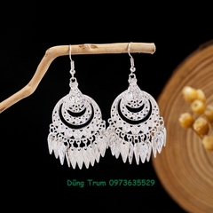 Bông tai dài tua rua lá phong cách cổ trang Bohemian, khuyên tai dài hầu đồng B873