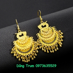 Bông tai dài họa tiết chim công phong cách Bohemian, khuyên tai dài cổ trang C872