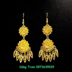 Đôi hoa tai dài tua rua cổ trang hầu đồng, bông tai dân tộc biểu diễn V765