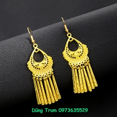 Đôi hoa tai dài tua rua cổ trang hầu đồng, bông tai dân tộc biểu diễn V765