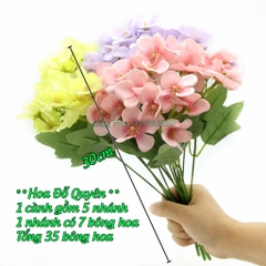 Hoa lụa giả, hoa đỗ quyên 35 bông vải lụa lõi thép, chùm hoa vẫy khai giảng decor trang trí