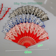 Quạt Cổ Trang Họa Tiết Hoa, Quạt Hoa Hầu Đồng DT383