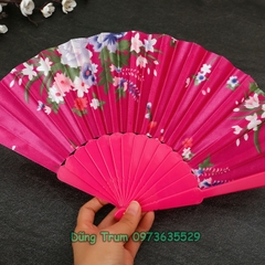 Quạt Cổ Trang Nan Nhựa Họa Tiết Hoa Đủ Màu Nhiều Mẫu DT382