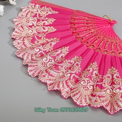 Quạt Cổ Trang Họa Tiết Hoa, Quạt Hoa Hầu Đồng DT383