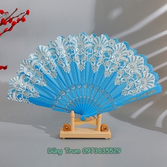 Quạt Cổ Trang Họa Tiết Hoa, Quạt Hoa Hầu Đồng DT383