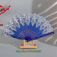 Quạt Cổ Trang Họa Tiết Hoa, Quạt Hoa Hầu Đồng DT383