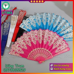 Quạt Cổ Trang Họa Tiết Hoa, Quạt Hoa Hầu Đồng DT383