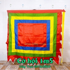 Cờ Thần Cờ Hội Ngũ Sắc 1m5 x 1m5 vải SaTanh chịu nắng mưa tốt