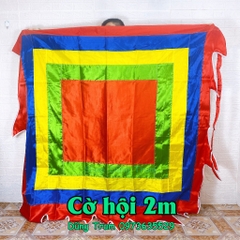 Cờ Ngũ Sắc Cờ Thần 2m x 2m vải SaTanh treo ngoài trời chịu nắng mưa