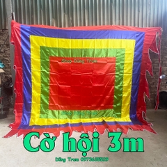 Cờ Thần Ngũ Sắc 3m x 3m Cờ Hội chất liệu vải SaTanh chịu năng mưa tốt