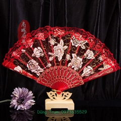 Quạt Cổ Trang Hoa, Quạt Ren Hoạt Tiết Hoa Đủ Màu Sắc DT384