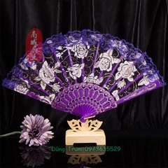 Quạt Cổ Trang Hoa, Quạt Ren Hoạt Tiết Hoa Đủ Màu Sắc DT384