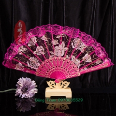 Quạt Cổ Trang Hoa, Quạt Ren Hoạt Tiết Hoa Đủ Màu Sắc DT384