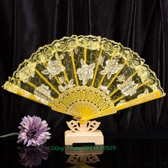 Quạt Cổ Trang Hoa, Quạt Ren Hoạt Tiết Hoa Đủ Màu Sắc DT384