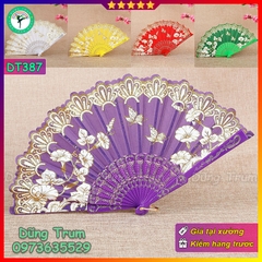 Quạt cổ trang Hồ Điệp Uyên Ương họa tiết sắc nét nan nhựa bền đẹp DT387
