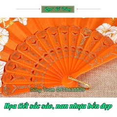 Quạt cổ trang Hồ Điệp Uyên Ương họa tiết sắc nét nan nhựa bền đẹp DT387
