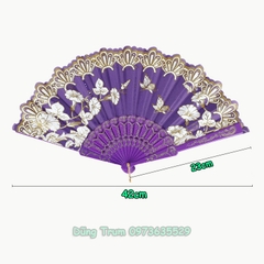 Quạt cổ trang Hồ Điệp Uyên Ương họa tiết sắc nét nan nhựa bền đẹp DT387