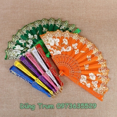 Quạt cổ trang Hồ Điệp Uyên Ương họa tiết sắc nét nan nhựa bền đẹp DT387