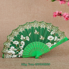 Quạt cổ trang Hồ Điệp Uyên Ương họa tiết sắc nét nan nhựa bền đẹp DT387