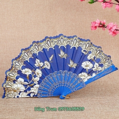 Quạt cổ trang Hồ Điệp Uyên Ương họa tiết sắc nét nan nhựa bền đẹp DT387