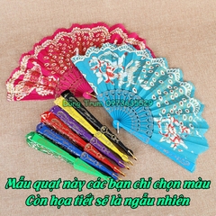 Quạt cổ trang cầm tay họa tiết Chim Công ngẫu nhiên chất liệu nan nhựa bền đẹp DT388