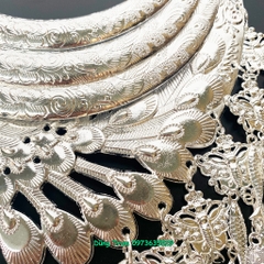 Vòng cổ kiềng dân tộc cao cấp 3 tầng kết hợp họa tiết chim công tua rua cực đẹp DT018