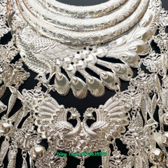 Vòng cổ kiềng dân tộc cao cấp 3 tầng kết hợp họa tiết chim công tua rua cực đẹp DT018