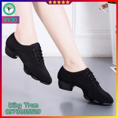Giày khiêu vũ nữ 3cm vải Oxford êm ái đế cao su chống trơn trượt KV30
