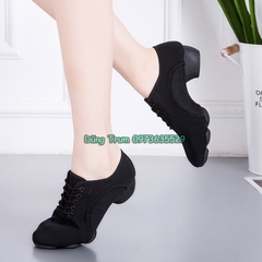 Giày khiêu vũ nữ 3cm vải Oxford êm ái đế cao su chống trơn trượt KV30