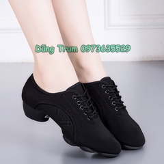 Giày khiêu vũ nữ 3cm vải Oxford êm ái đế cao su chống trơn trượt KV30