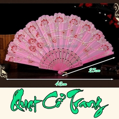 Quạt cổ trang hoa nan nhựa bền đẹp họa tiết in dập sắc nét DT389