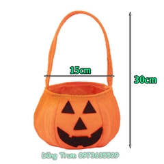 Túi bí ngô hóa trang Halloween chất liệu vải không dệt