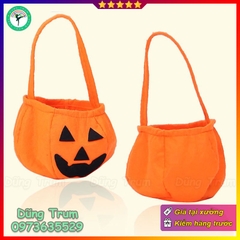 Túi bí ngô hóa trang Halloween chất liệu vải không dệt