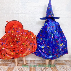 Áo choàng phù thủy Halloween kèm mũ cho bé trai, bé gái hóa trang Halloween