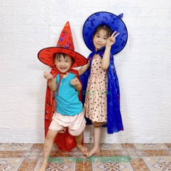 Áo choàng phù thủy Halloween kèm mũ cho bé trai, bé gái hóa trang Halloween