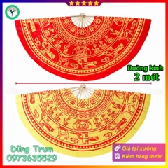 Quạt đại trống đồng họa tiết in màu sắc đỏ vàng, quạt múa trống đồng cỡ lớn