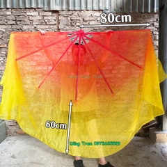 Quạt múa đại tua rộng cỡ lớn nan 80cm tua 60cm vải von kính mềm mại siêu đẹp