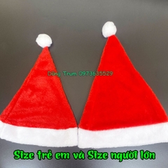 Mũ Noel vải nhung đẹp hóa trang Ông Già Noel Giáng Sinh vui vẻ