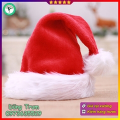 Mũ Noel chất nhung viền lông dài cao cấp hóa trang Giáng Sinh cực đẹp