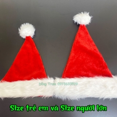 Mũ Noel chất nhung viền lông dài cao cấp hóa trang Giáng Sinh cực đẹp