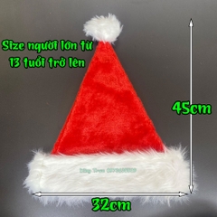 Mũ Noel chất nhung viền lông dài cao cấp hóa trang Giáng Sinh cực đẹp