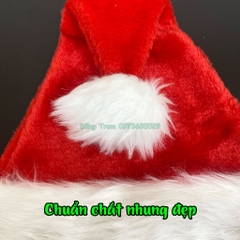 Mũ Noel chất nhung viền lông dài cao cấp hóa trang Giáng Sinh cực đẹp