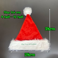 Mũ Noel chất nhung viền lông dài cao cấp hóa trang Giáng Sinh cực đẹp