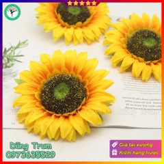Đầu bông Hoa hướng dương 5 lớp 13cm vải lụa trang trí cắm hoa cầm múa biểu diễn
