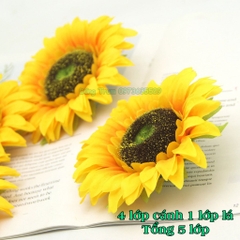 Đầu bông Hoa hướng dương 5 lớp 13cm vải lụa trang trí cắm hoa cầm múa biểu diễn