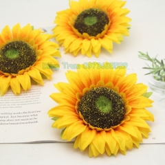 Đầu bông Hoa hướng dương 5 lớp 13cm vải lụa trang trí cắm hoa cầm múa biểu diễn