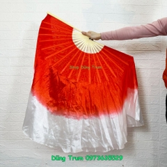 Quạt múa tua rộng vải lụa 2 mặt nan tre 36cm tua quạt dài 40cm TR06
