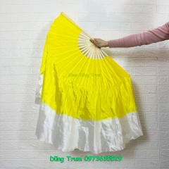 Quạt múa tua rộng vải lụa 2 mặt nan tre 36cm tua quạt dài 40cm TR06
